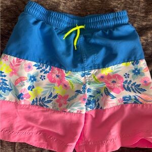 Tommy Bahama Kids Blue Pink Floral Swim Trunks
